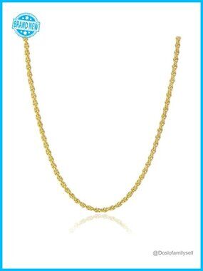 14K Solid Yellow Gold Rope Chain Necklace 1.5mm Lobster Clasp Dainty Layering